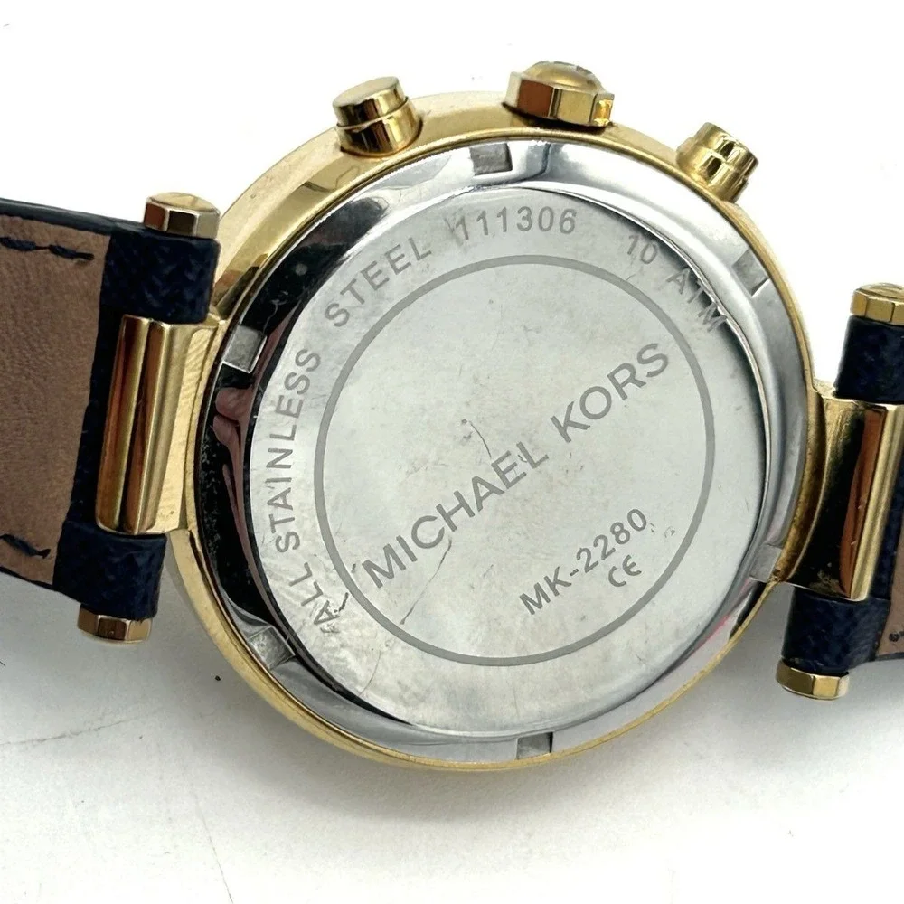 Michael Kors Women's Parker Chronograph Gold Blue Leather Watch MK-2280